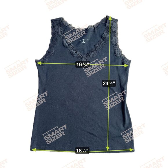 Karen Scott Babydoll Tank Top Womens Black Lace Y2K‎ Sleeveless V Neck Ribbed - Picture 2 of 8